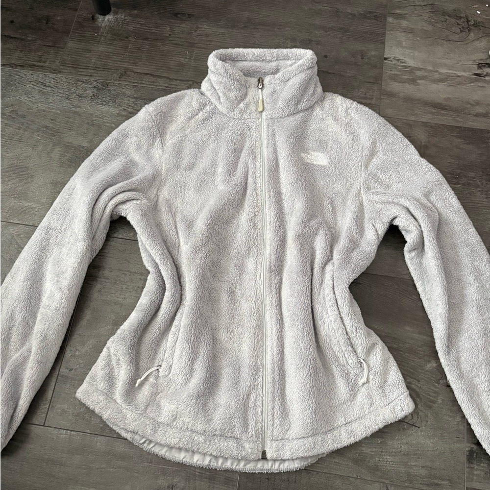 The North Face Women's Light Gray Teddy Fleece Zip Jacket